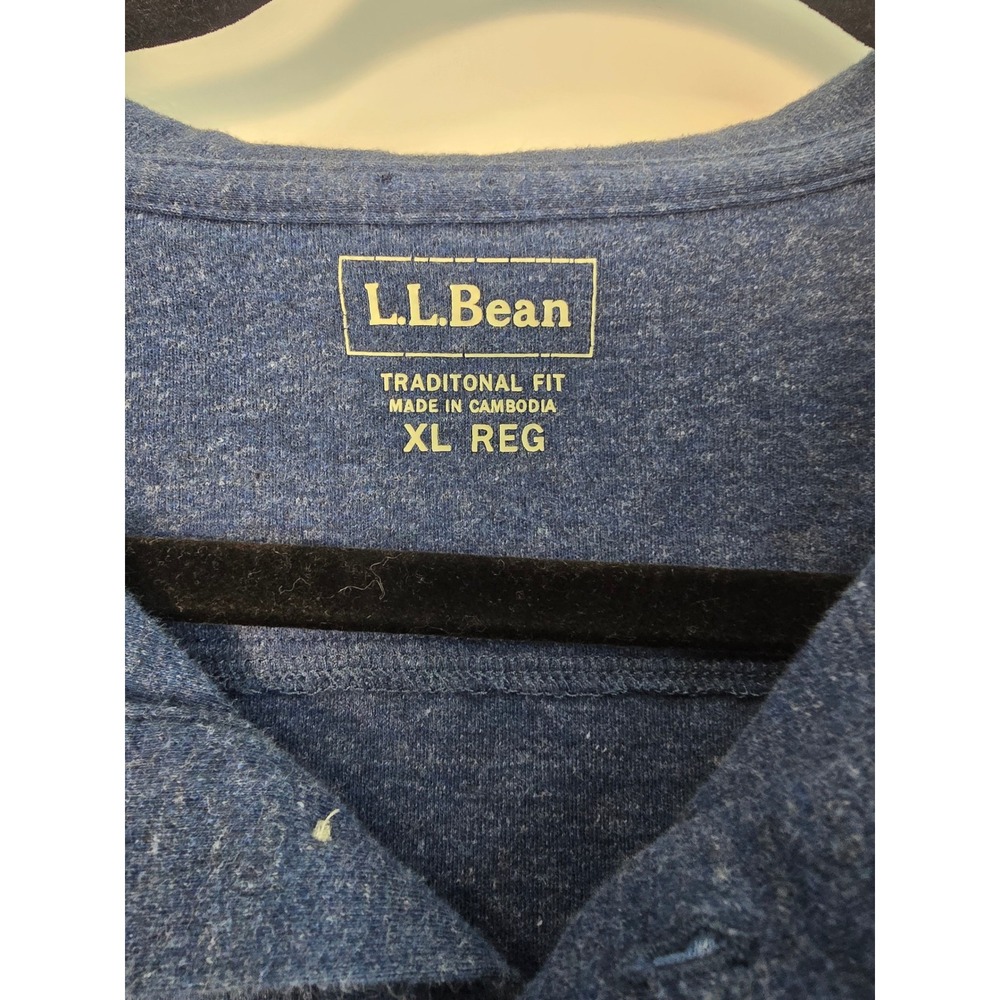 LL Bean Mens XL Blue Heathered 100% Cotton Traditional Fit Polo Shirt 298625 - Picture 5 of 8